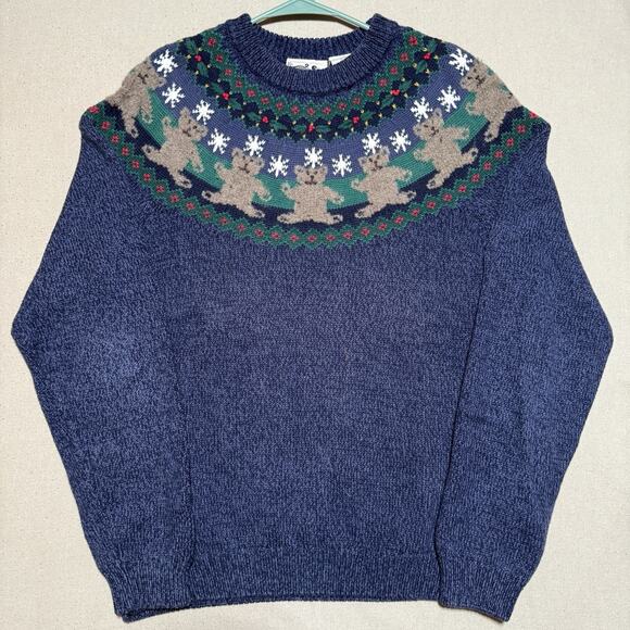 Vintage Northern Reflections Sweater Size Large Fair Isles Nordic Knit Bears - Picture 1 of 8